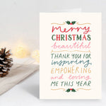Pack of 10 'Merry Christmas Beautiful' Cards